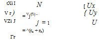 Подпись: tXi I N [ Ux V г ) = Vj(Гі) - { Uy VZi J j = 1 Uz Гг = ^(ra + rb) 
