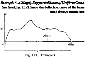 Подпись: Example 4. A Simply Supported Beam of Uniform Cross Section (Fig. 1.17). Since the deflection curve of the beam must always remain con 