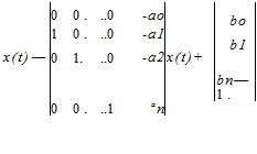 Подпись: 0 0 . ..0 -ao bo 1 0 . ..0 -a1 0 1. ..0 b1 x(t) — -a2 x(t) + bn— 1 . 0 0 . ..1 an 